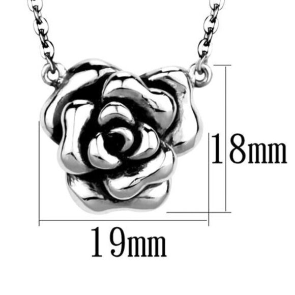 Womens Ladies 18" Solid Stainless Steel Chain Rose of Sharon Pendant Necklace - Picture 4 of 5